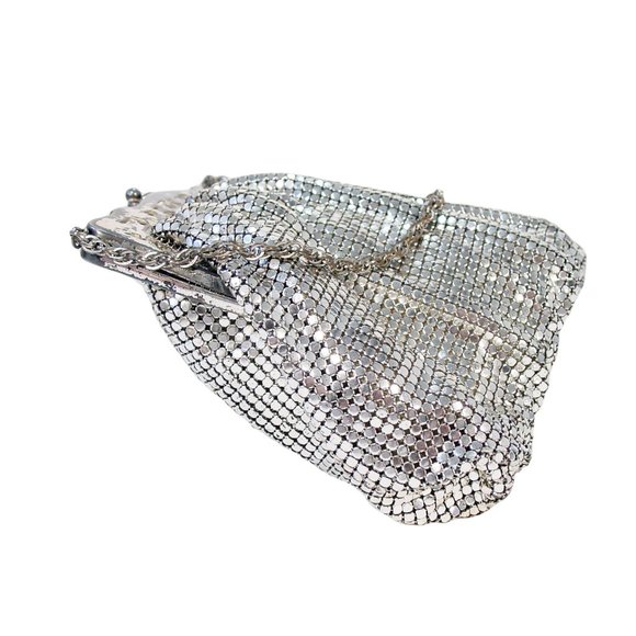WHITING & DAVIS Victorian Vintage Silver-Plated Mesh Wristlet Clutch Mini Bag - Picture 7 of 9
